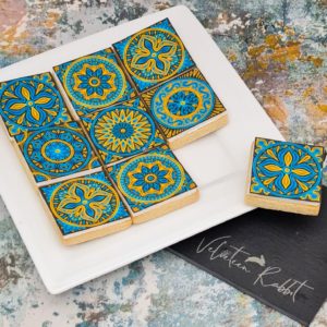 Blue & Yellow Moroccan Tiles Biscuits Box 1