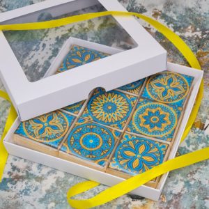 Blue & Yellow Moroccan Tiles Biscuits Box