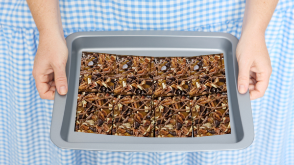 Nuts, Chocolate, Caramel Traybake 1